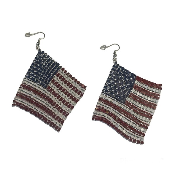USA Flag Earrings Drop Dangle New With Tags - Picture 6 of 16